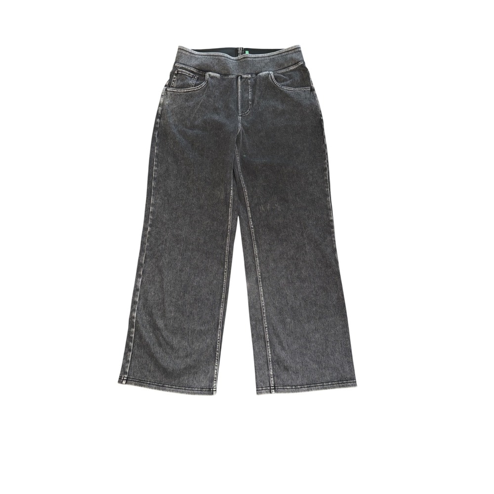 Halara Washed Black Wide Leg Pull On Denim Look Pants Petite Large L